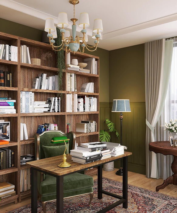 51'' Home Office Desk Modern Computer Desk 51.2X 23.6X29.5 Inches PC Table with Thicken Frame Industrial Style Sturdy Metal Frame Furniture for Writing Gaming Rustic Brown+Black - ShipItFurniture