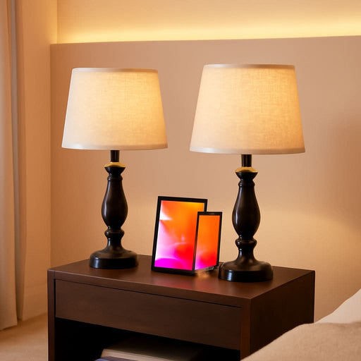 thumbnail image 2 of Dott Arts Table Lamp For Bedroom Set Of 2, USB Bedside Lamp With AC Outlets Nightstand Lamp 2 of 12
