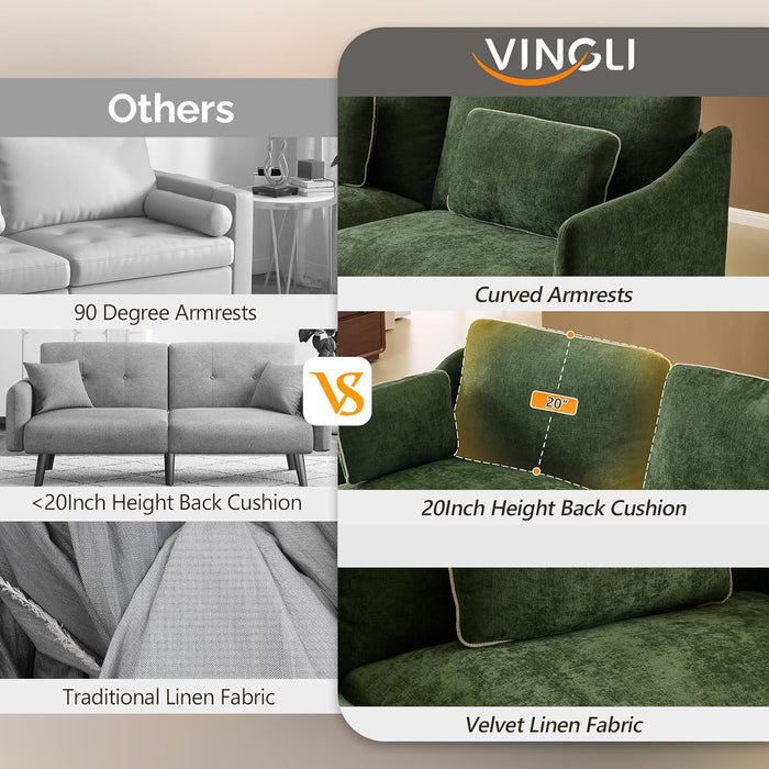 84Inch Extra Deep Luxuriously Textured LinenVelvet Sofa