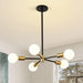 Sputnik Chandelier Black and Gold Ceiling Light Height Adjustable E27 Modern Ceiling Lighting Fixture for Living Room Bedroom Dining Room Kitchen Office (5-Light)