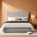 Full Bed Frame, Upholstered Platform Bed, Adjustable Vertical Channel Tufted Headboard, Corduroy Fabric, Modern Low Profile, Wooden Slats, No Box Spring Needed, Easy Assembly, Light Grey