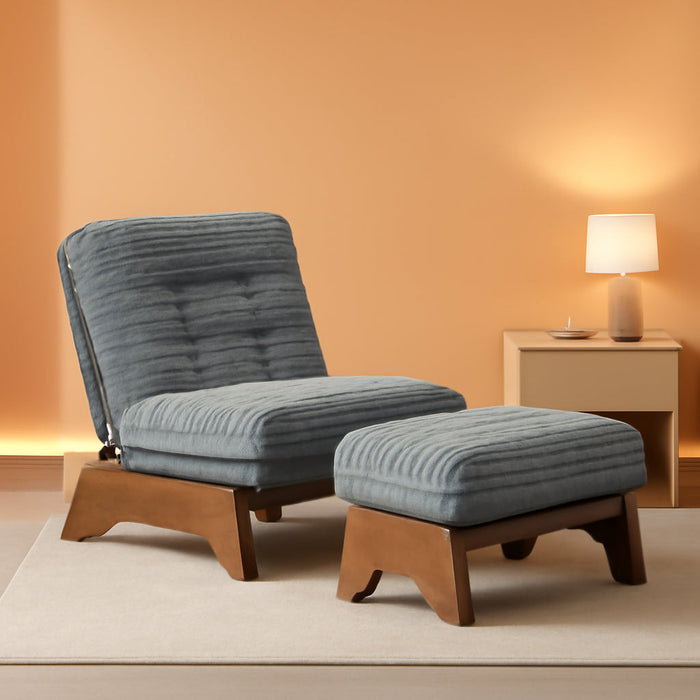 Modern Adjustable Accent Chair with Ottoman, Upholstered Living Room Chair with Footrest Set, Soft Reclining Lounge for Bedroom, Apartment, Office, Grey