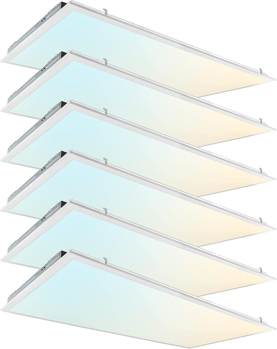 2X4 FT LED Light Flat Panel, 40/50/60W, Color Temperature Selectable 3K | 4K | 5K, Dimmable Recessed Drop Ceiling Lights, 5000/6250/7500 Lumens, Lay in Fixture for Office, 120-277V, UL DLC(6 Pack)