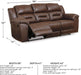 Stoneland Faux Leather Manual Pull Tab Reclining Sofa, Dark Brown