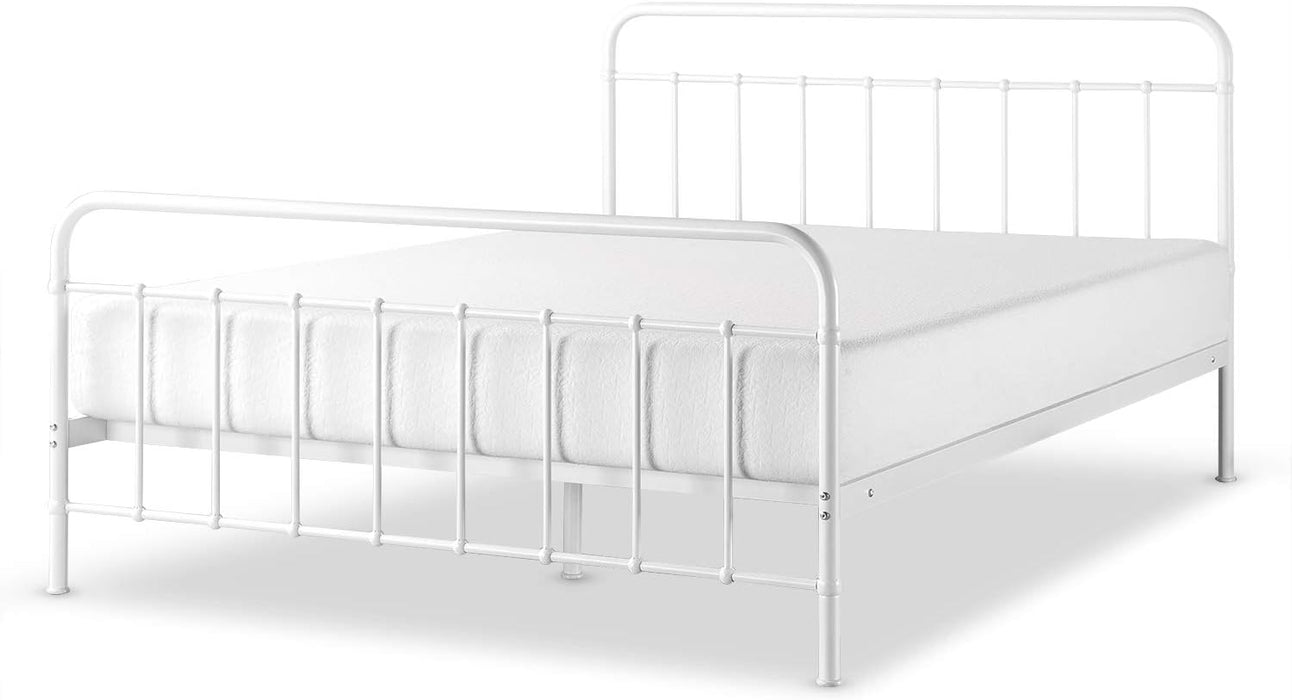Florence Full Panel Metal Platform Bed Frame, Mattress Foundation, No Box Spring Needed, Easy Assembly, White, Full