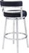 Madrid 30" Seat Height Swivel Modern Black Faux Leather and Brushed Stainless Steel Bar Stool for Kitchen Island Counter