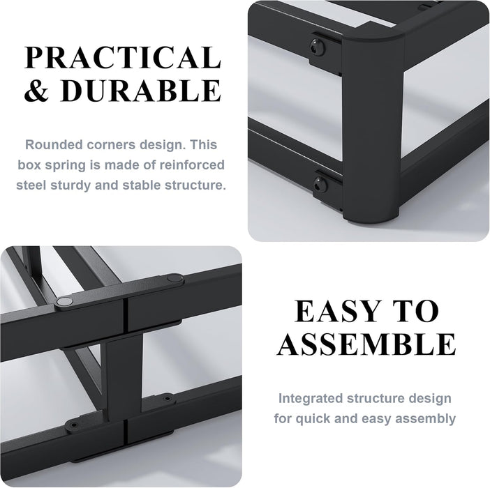 3 Inch Box Spring Queen, Low Profile Box Spring Queen Size, Metal Bed Base,Heavy Duty Mattress Foundation, Non-Slip,Easy Assembly