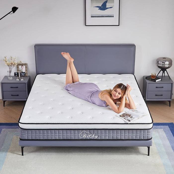 Queen Mattress - 10 Inches Gel Memory Foam Hybrid Mattress in a Box, Queen Size with Pocket Springs, Medium Firm, Pressure Relief & Motion Isolation, 365 Nights Trial, Certipur US Certified