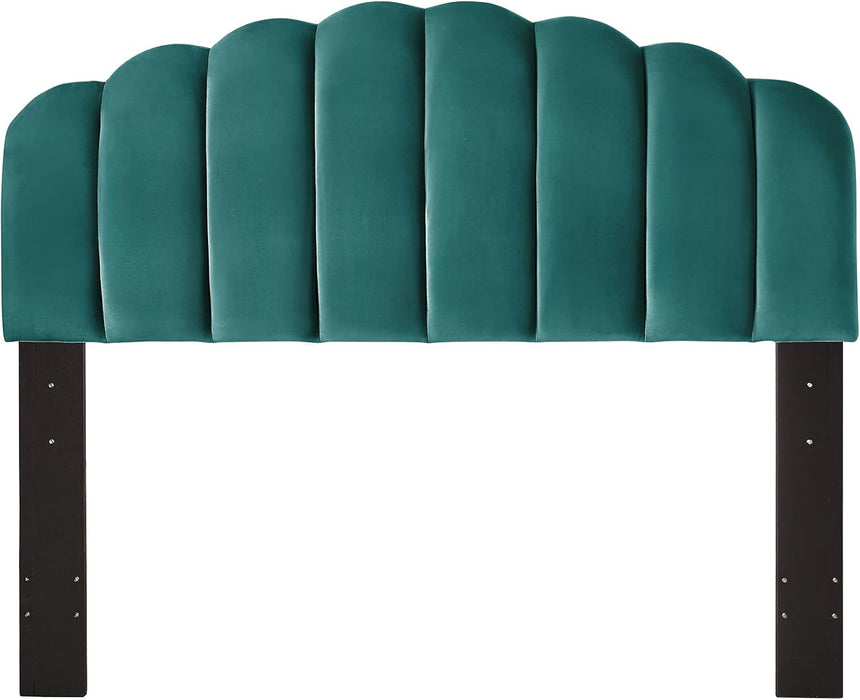 Tufted Velvet Upholstered Headboard Channel, Queen Full Size Bed Adjusted Height 42-50 Inch, Teal