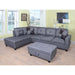 104 In. Square Arm 3-Piece Microfiber L-Shaped Sectional Sofa in Dark Gray