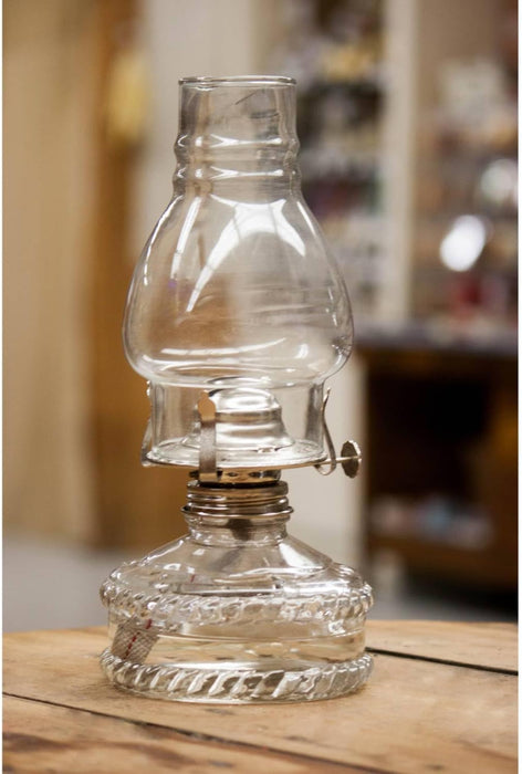 Clear Glass Oil Lamp, with #2 Burner and 7/8 Inch Wick for Accent Lighting or Centerpiece Table Decor