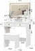 Vanity Desk Set with Adjustable LED Lighted Mirror, Girls Makeup Dressing Table with Stool and 4 Drawers Storage Makeup Table with Power Outlet for Bedroom (White)