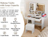 Makeup Vanity with LED Lighted Mirror & Built-In Power Socket, Dressing Table with Single Cabinet & 2 Storage Drawers, Bedroom Vanity Desk Station with Matching Stool (052 White)