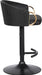 Solstice Adjustable Black Faux Leather Swivel Barstool with Black Powder Coated Finish and Gold Accents