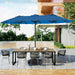 15FT Outdoor Patio Umbrella with Crank, Large Rectangular Market Umbrella, Double-Sided Outdoor Umbrellas with Cross Base & Sandbag for Porch, Lawn, Pool, Backyard, Royal Blue