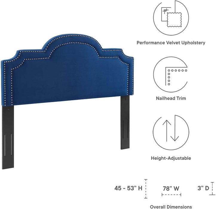 Belinda Modern Performance Velvet King/California King Headboard in Navy