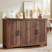 55" Fluted Sideboard Buffet Cabinet with Storage,Walnut | Modern Credenza with 4 Doors & Adjustable Shelves,Coffee Bar Table Console for Dining Room Kitchen Living Room Entryway