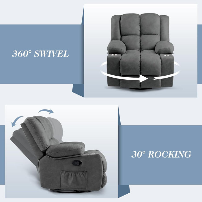 Oversized Swivel Recliner with Cup Holder