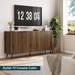 Walnut Buffet Cabinet with Storage, Large Sideboard Cabinet with 4 Fluted Doors and Metal Legs, Storage Cabinet with Adjustable Shelf, Accent Table for Living Room, Dining Room, Kitchen