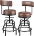 22-29 Inch Adjustable Height Swivel Bar Stools with Back Set of 2 | Vintage Bar Counter Height Stool with Thicken Premium Bonded Leather Seat & Sturdy Padded Backrest, Easy Assembly, Brown