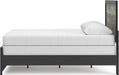 Signature Design by Ashley Jonnifer Queen Bed Frame with Headboard, Two-Tone Textured Look, Engineered Wood and Decorative Laminate, Warm Gray and Matte Black