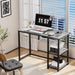 Computer Desk 40 Inches with 2-Tier Shelves Sturdy Home Office Desk with Large Storage Space Modern Gaming Desk Study Writing Laptop Table, Gray Desk
