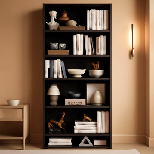 82 Inch Tall Freestanding Black Bookshelf StorageUnit