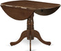 DLT-AWA-TP Dublin Dining Room Table - a round Solid Wood Table Top with Dropleaf & Pedestal Base, 42X42 Inch, Walnut