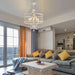 Modern Crystal Chandelier, 5-Light Farmhouse White Chandelier for Dining Room Vintage Hanging Pendant Light Fixtures round Chandelier for Kitchen Island Entryway Foyer Bedroom Office Bar