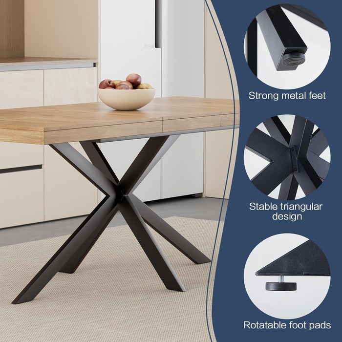 55''-70.9'' Extendable Dining Room Table for 4-8, Rectangle Expandable Dining Table with Removable Leaves Space Saving, Wood Kitchen Table with Hidden Storage for Kitchen Dining Room Office