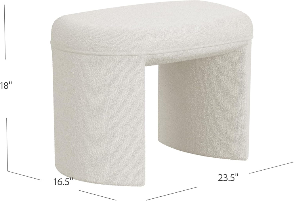 Quinn Modern Ottoman| Home Décor|Ottoman for Living Room & Bedroom - Cream White Boucle