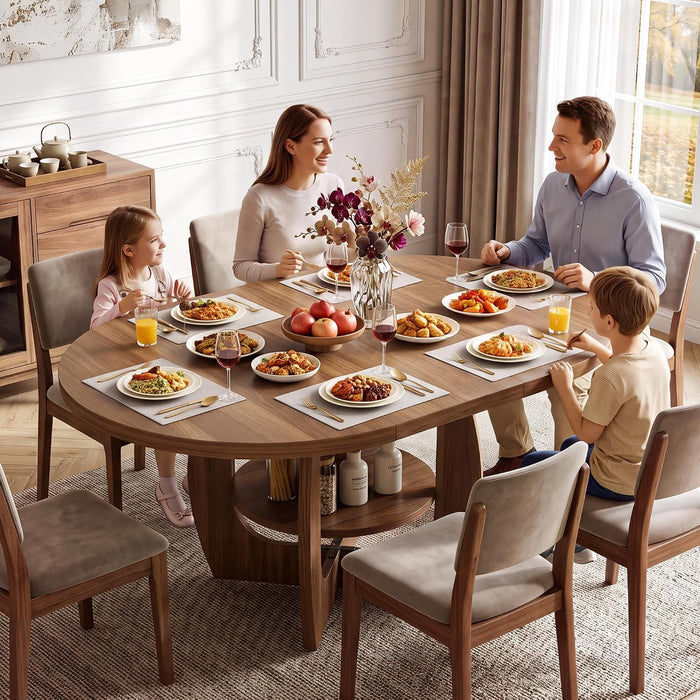 47.2"-58.7" Extendable round Dining Table for 4-6 with Storage Shelf