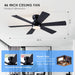 Ceiling Fans with Lights,46" Low Profile Ceiling Fan with Light and Remote Control,Flush Mount, Reversible, Dimmable, Noiseless, Black Ceiling Fan for Bedroom