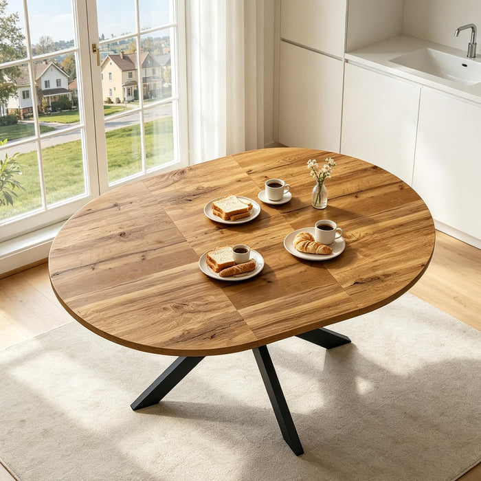 43"-59" Extendable Dining Table for 4-6, Heavy Duty X-Leg Table
