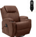 Rocking Chair Recliner Chair with Massage Swivel Ergonomic Lounge Chair Classic Single Sofa with 2 Cup Holders Side Pockets Living Room Chair Home Theater Seat (Brown)