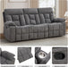 Reclining Sofa for Living Room, Extra Wide Modern Overstuffed 3 Seat Recliner Manual Sofa with Hidden Armrest Cup Holders, Soft Breathable Fabric and Padded Seat, Light Grey