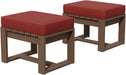 Natural Cedar Outdoor Patio Ottomans with Removable Cushions, Set of 2, Real Wood Footrests for Deck, Porch, Balcony, and Backyard, Brownish/Red