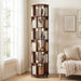 6-Tier Solid Wood Rotating Bookshelf on Wheels for Small Spaces