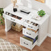 Farmhouse 47" Executive Desk with File Drawer, Computer Desk with 4 Drawers, Workstation for Study, Home Office, Writing, Cream White.