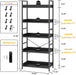5 Tier Bookshelf, Adjustable Industrial Bookcase, Vertical Tall Book Shelf, Wood and Black Metal Open Bookshelves for Home Office, Living Room, Bedroom