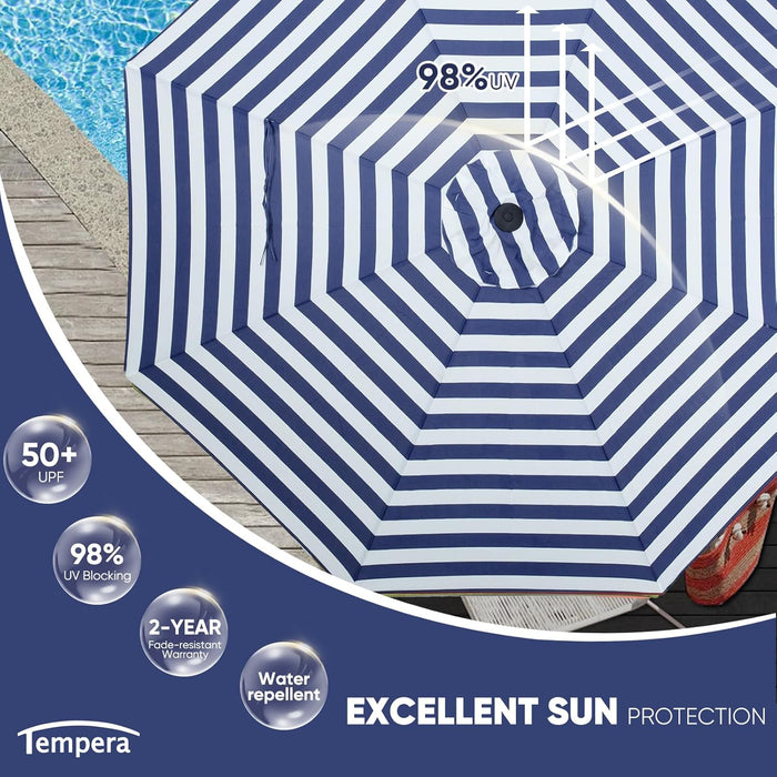 Patio Market Outdoor Table Umbrella with Push Button Tilt and Crank, Large Sun Umbrella with Sturdy Pole & Fade Resistant Canopy, Easy to Set