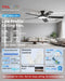 52" Low Profile Ceiling Fan with Light, Slim, Black, Flush Mount, DC Reversible Motor, 6 Speeds, Remote Control, Noiseless, Dimmable, LED Light, 3CCT, Modern Matte Black Ceiling Fan for Bedroom