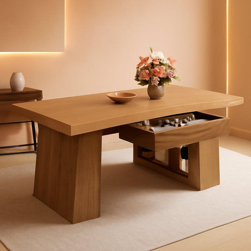 Dining Table for 4-6 People, 55-Inch Wooden Kitchen Table for Dinner with Storage Drawer and Shelves, Farmhouse Rectangle Furniture for Dining Room, Kitchen, Home, Brown