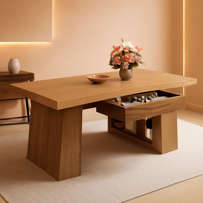 Dining Table for 4-6 People, 55-Inch Wooden Kitchen Table for Dinner with Storage Drawer and Shelves, Farmhouse Rectangle Furniture for Dining Room, Kitchen, Home, Brown