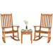 3 Pieces Eucalyptus Rocking Chair Set with Coffee Table