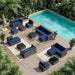 Patio Furniture Set - All-Weather -5 Piece Outdoor Patio Conversation Couch Sets, Modular Wicker Rattan Sectional Sofa for Garden, Patio, Poolside, Backyard, Balcony, Porch,Navy Blue