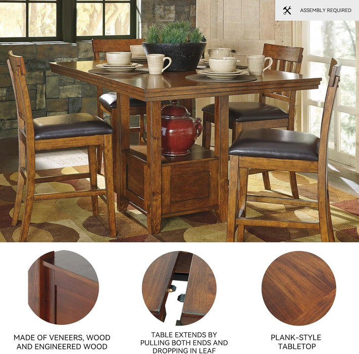 Ralene Traditional 36" Counter Height Dining Room Extension Table, Medium Brown