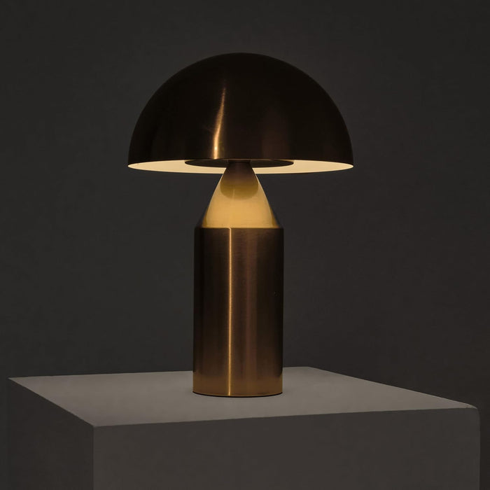 Venus Mushroom Table Lamp - Modern Lamp for Living Room, Bedroom Side/End Table - Dimmable, Unique Side Table LED Lamp Shade for Office, Reading - Brass/Gold, 14" Tall