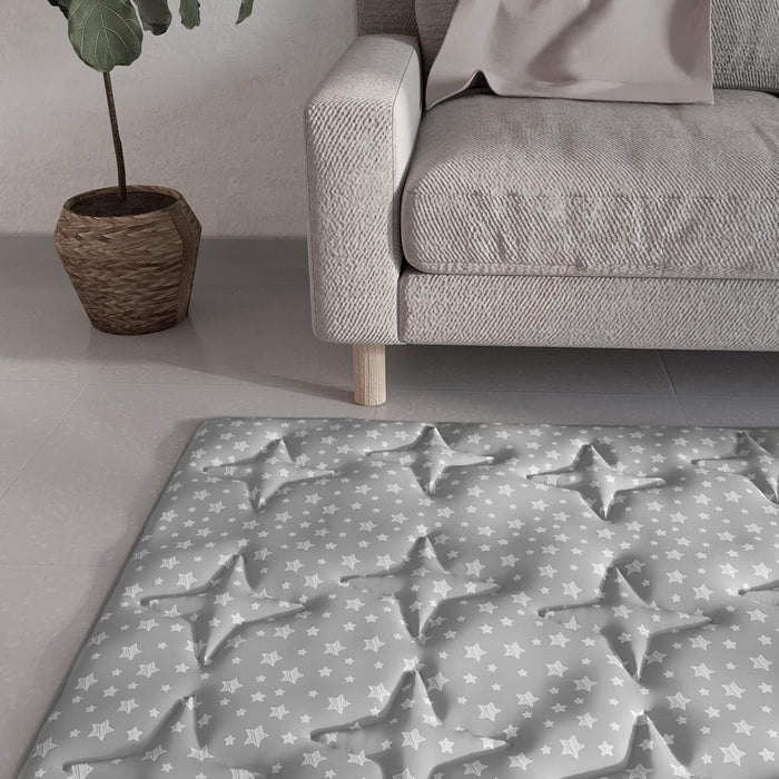 Rectangle Kids Play Mat for Kids Tent Indoor & Outdoor Toddler Tent, Non Slip Kids Play Tent Mat Large Kids Playhouse Tent Mat, Lovely Star Print Padded Washable Mat 53" L X 36" W