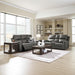 Signature Design by Ashley Burnley Contemporary Leather Match Power Reclining Sofa with Adjustable Headrest and USB Charging Port, Gray